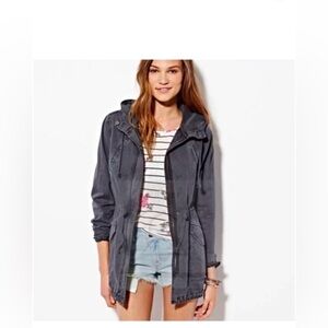 American Eagle‎ Military Cargo Jacket Women's Paratrooper Gold Zip Hooded Army S